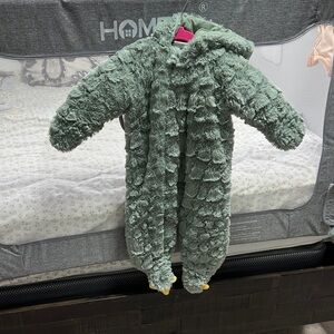 Cozy Green Kids dinosaur Puffer Jacket